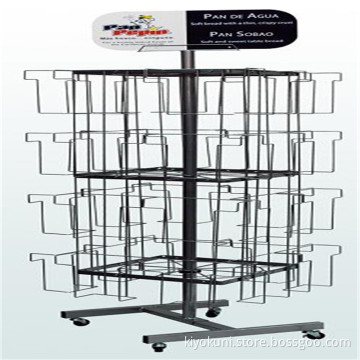 Rotary metal floor card display stands display for books and magazines